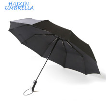 Customized Marketing Gift Items Promotion Black color windproof 3 Fold Auto Umbrella with Logo Printing